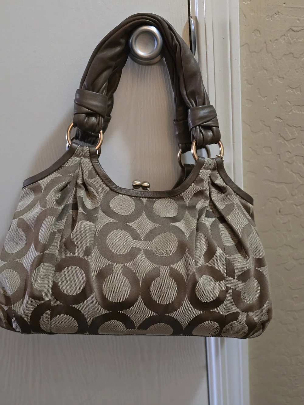 Coach Y2K Parker Hobo Brown Signature Canvas Shoulder Bag